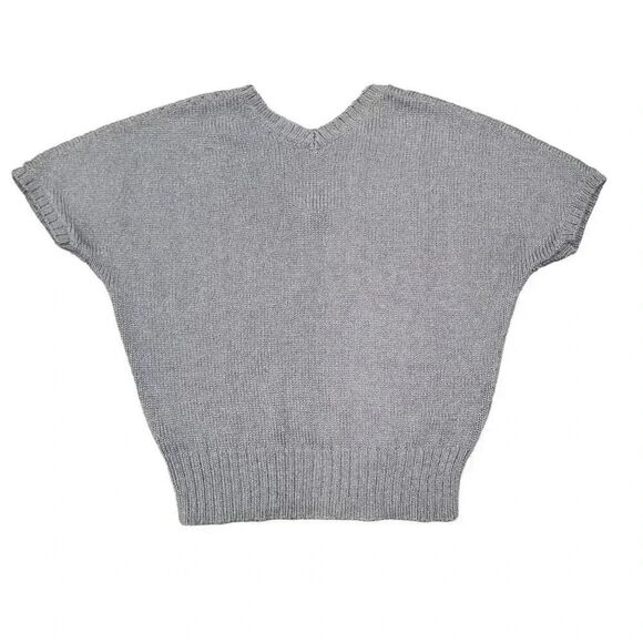 Gap Women's Gray Silver Acrylic Nylon V-Neck Sleeveless Knit Sweater - Picture 6 of 11